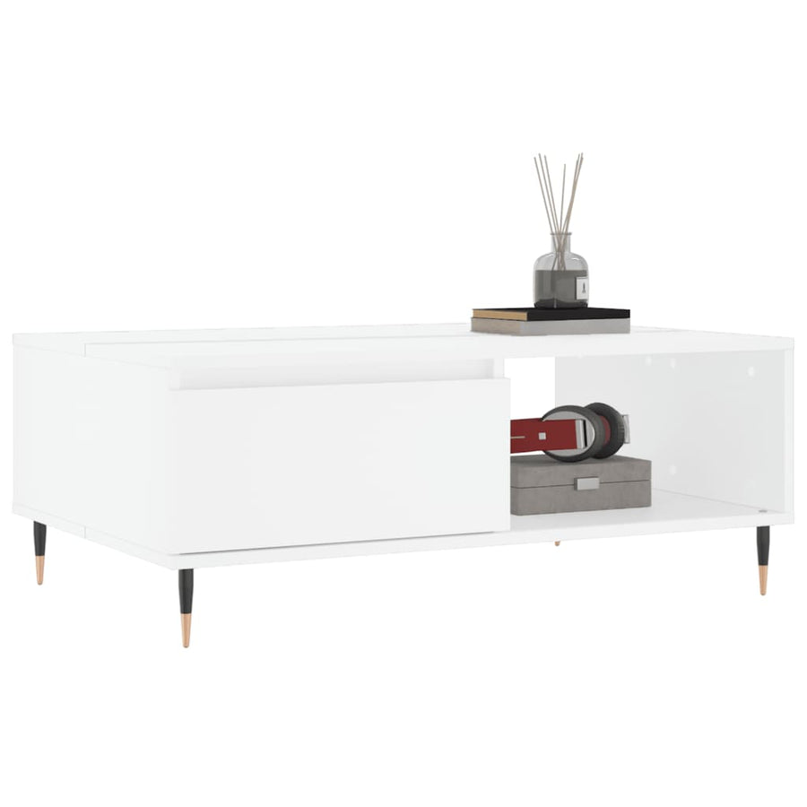 Salontafel 90X60X35 Cm Bewerkt Hout Wit
