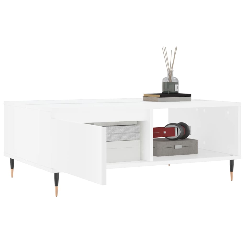 Salontafel 90X60X35 Cm Bewerkt Hout Wit