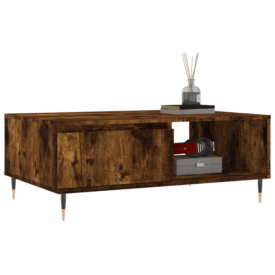 Salontafel 90X60X35 Cm Bewerkt Hout Kleurig Gerookt eiken