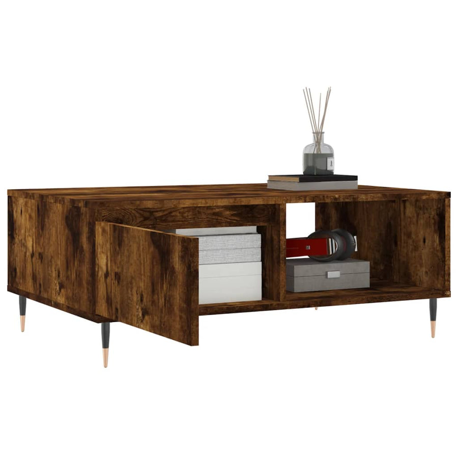 Salontafel 90X60X35 Cm Bewerkt Hout Kleurig Gerookt eiken