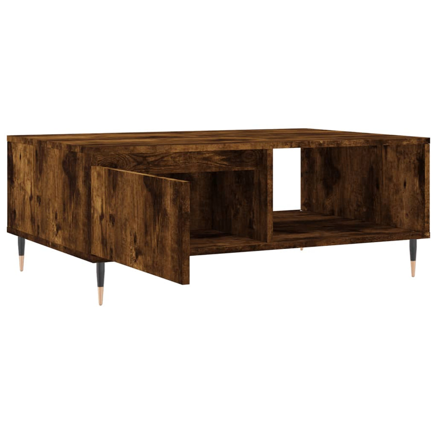 Salontafel 90X60X35 Cm Bewerkt Hout Kleurig Gerookt eiken