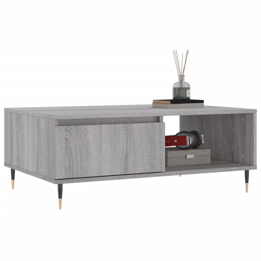Salontafel 90X60X35 Cm Bewerkt Hout Eikenkleurig Grijs sonoma