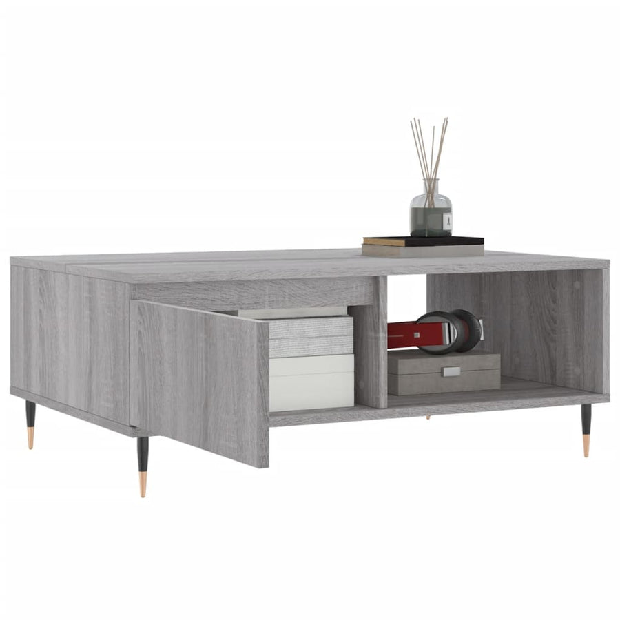 Salontafel 90X60X35 Cm Bewerkt Hout Eikenkleurig Grijs sonoma
