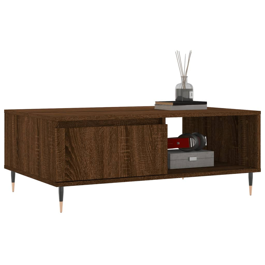 Salontafel 90X60X35 Cm Bewerkt Hout Bruin Eikenkleur Bruineiken