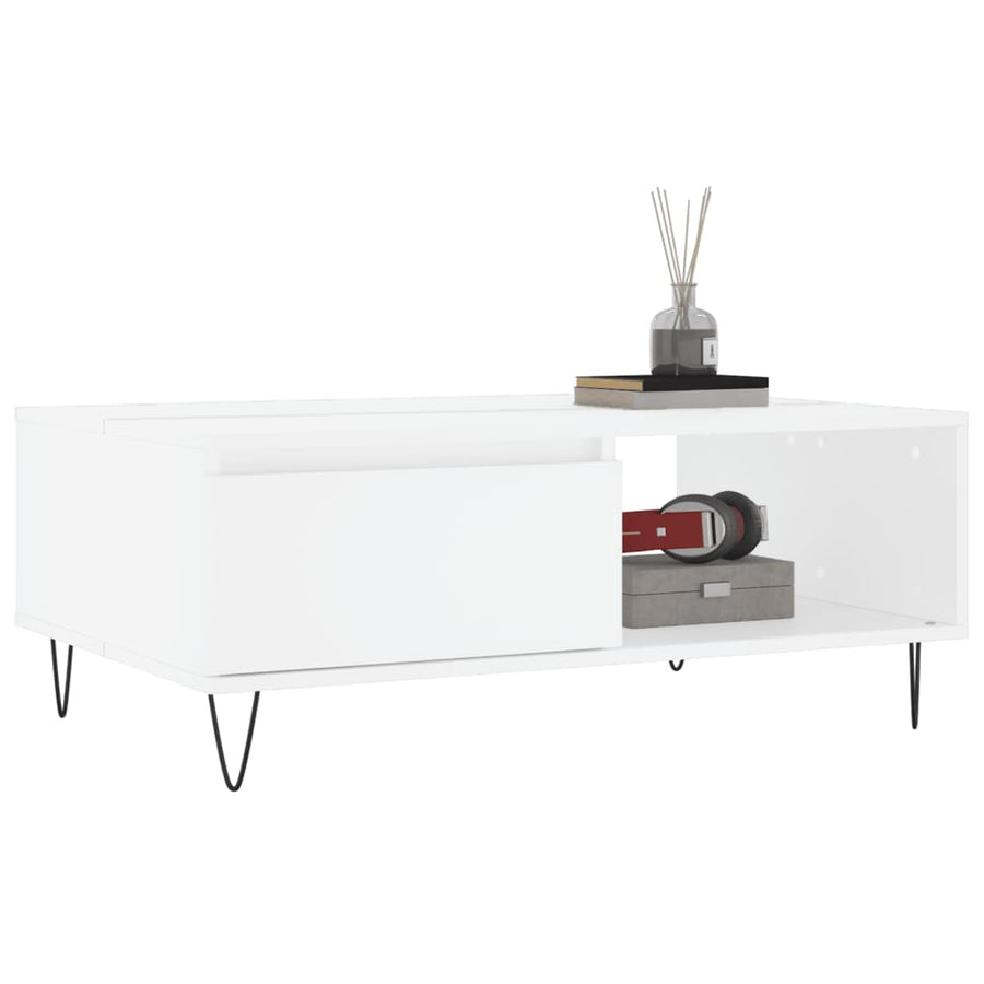 Salontafel 90X60X35 Cm Bewerkt Hout Wit
