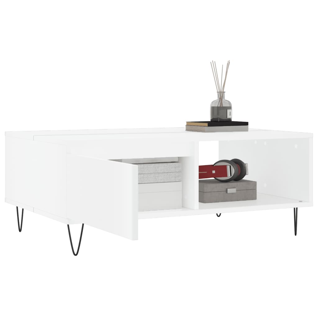 Salontafel 90X60X35 Cm Bewerkt Hout Wit
