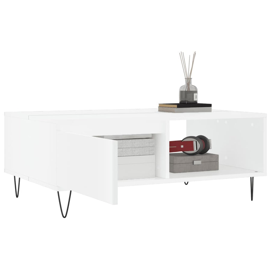Salontafel 90X60X35 Cm Bewerkt Hout Wit