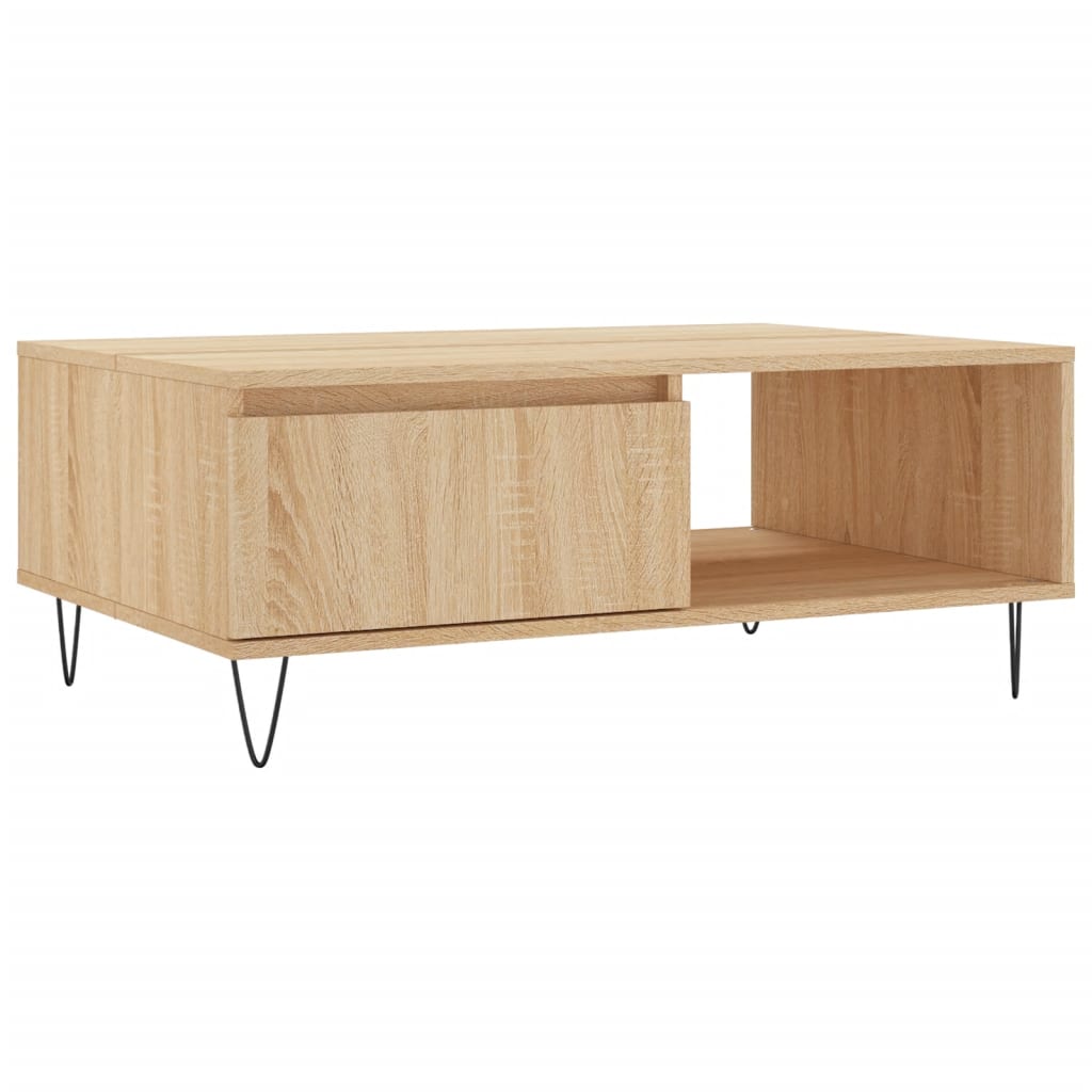 Salontafel 90X60X35 Cm Bewerkt Hout Kleurig Sonoma eiken