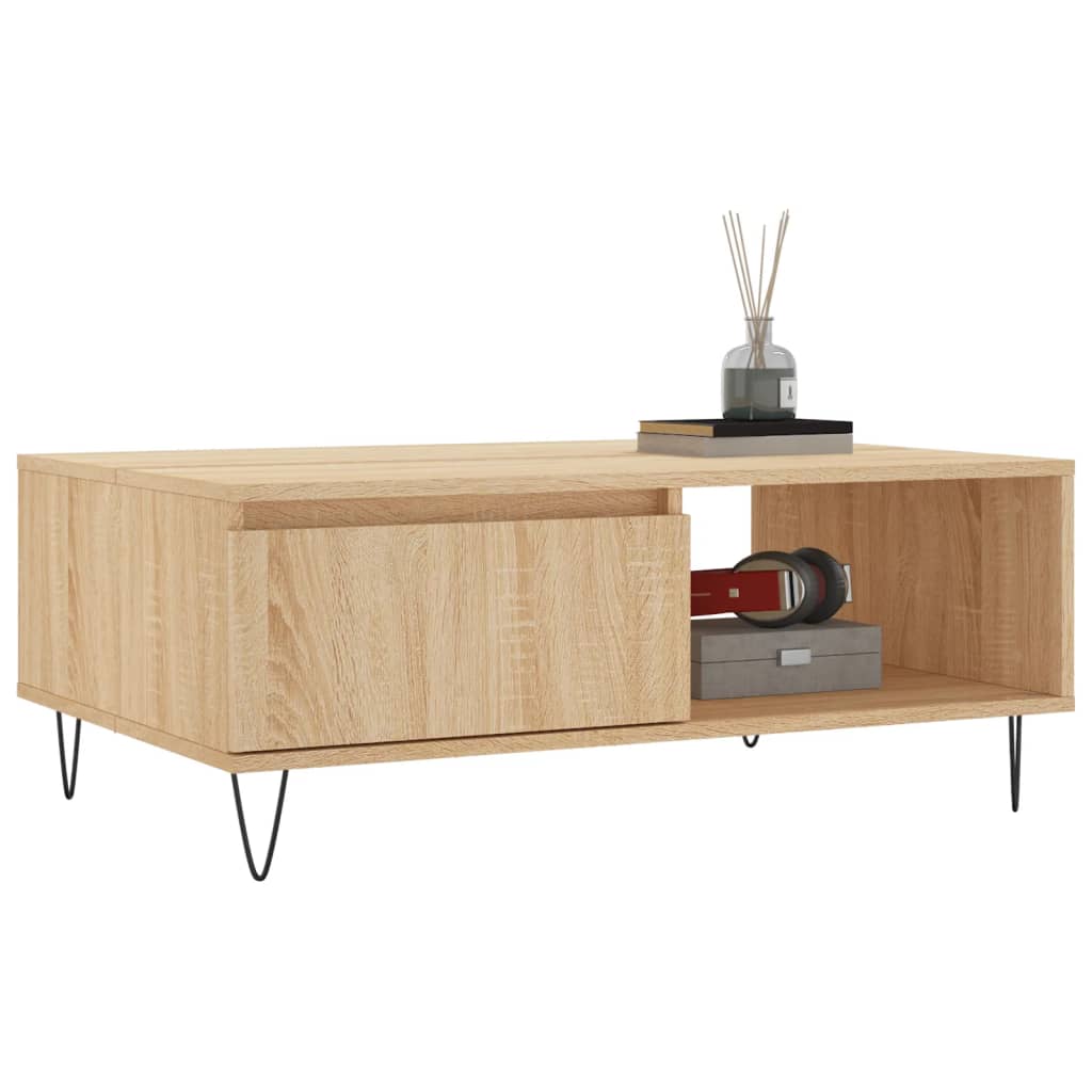 Salontafel 90X60X35 Cm Bewerkt Hout Kleurig Sonoma eiken