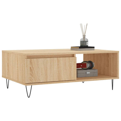 Salontafel 90X60X35 Cm Bewerkt Hout Kleurig Sonoma eiken