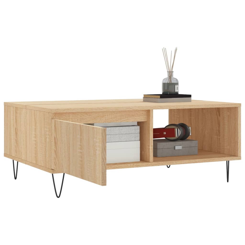 Salontafel 90X60X35 Cm Bewerkt Hout Kleurig Sonoma eiken