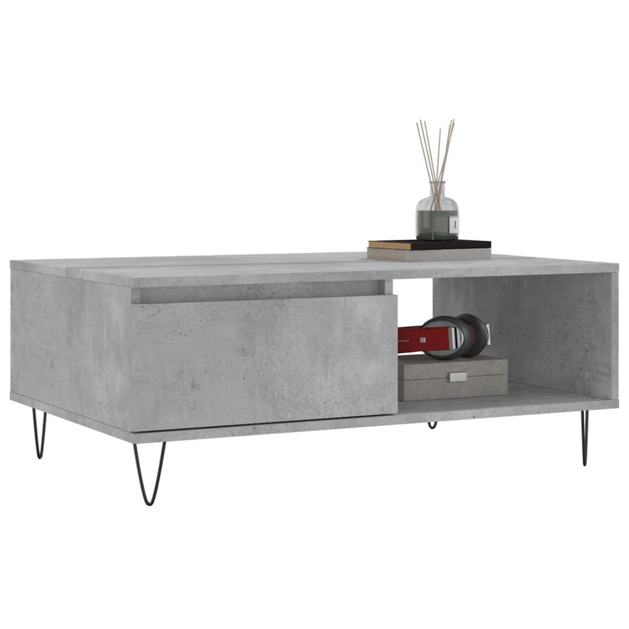 Salontafel 90X60X35 Cm Bewerkt Hout Betongrijs