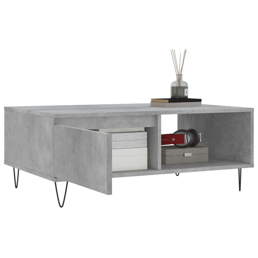 Salontafel 90X60X35 Cm Bewerkt Hout Betongrijs