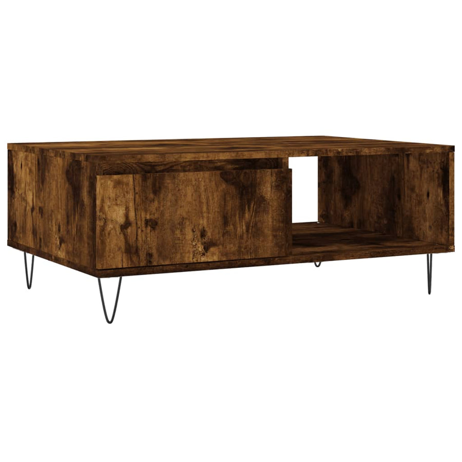 Salontafel 90X60X35 Cm Bewerkt Hout Kleurig Gerookt eiken