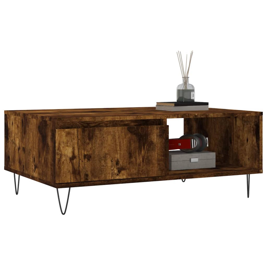 Salontafel 90X60X35 Cm Bewerkt Hout Kleurig Gerookt eiken