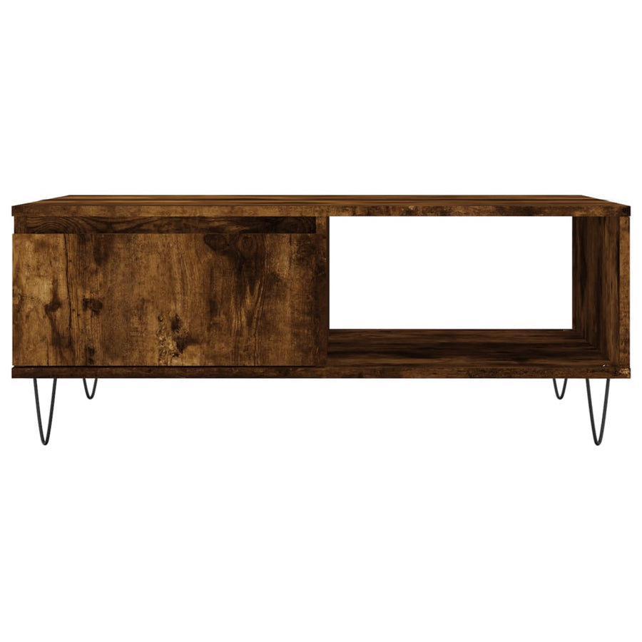 Salontafel 90X60X35 Cm Bewerkt Hout Kleurig Gerookt eiken