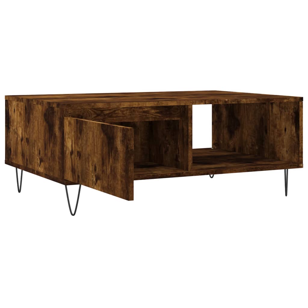 Salontafel 90X60X35 Cm Bewerkt Hout Kleurig Gerookt eiken