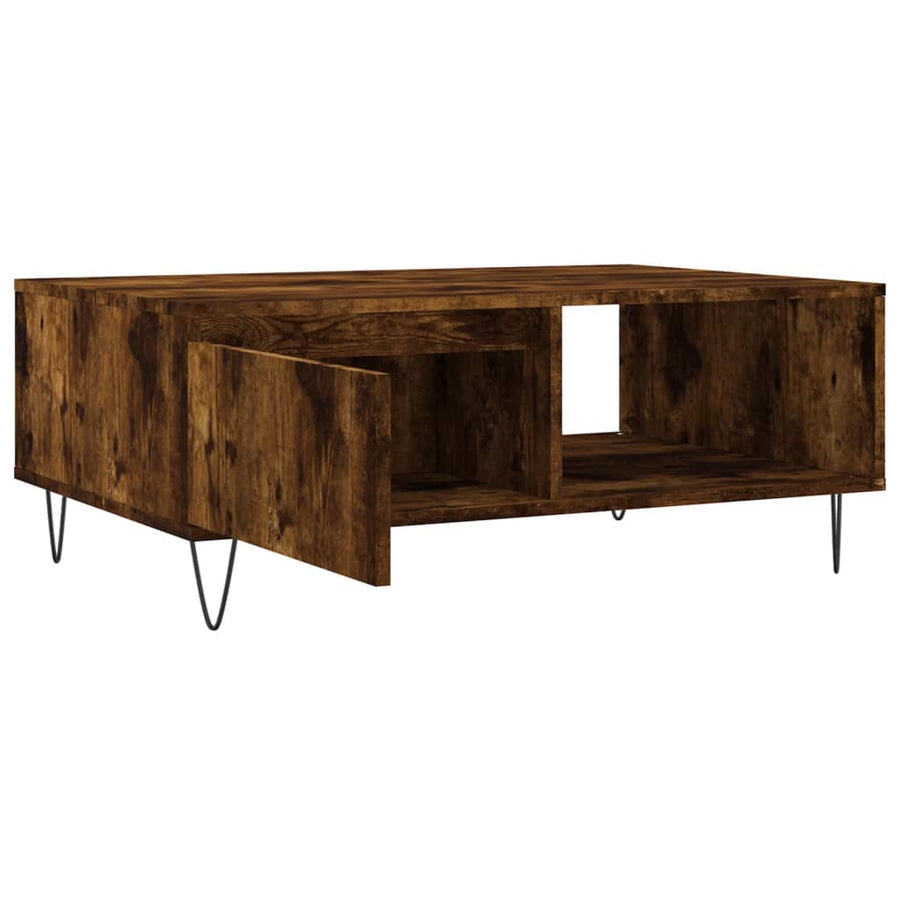 Salontafel 90X60X35 Cm Bewerkt Hout Kleurig Gerookt eiken
