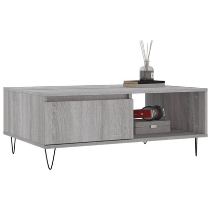Salontafel 90X60X35 Cm Bewerkt Hout Eikenkleurig Grijs sonoma