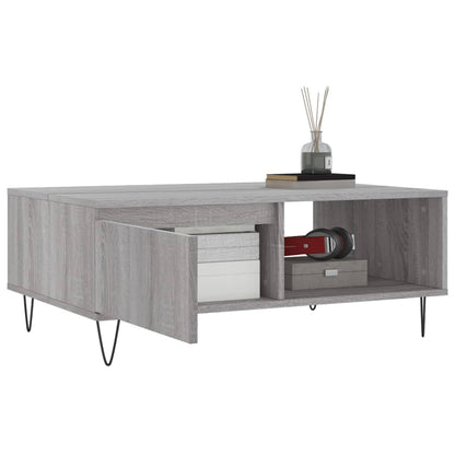 Salontafel 90X60X35 Cm Bewerkt Hout Eikenkleurig Grijs sonoma