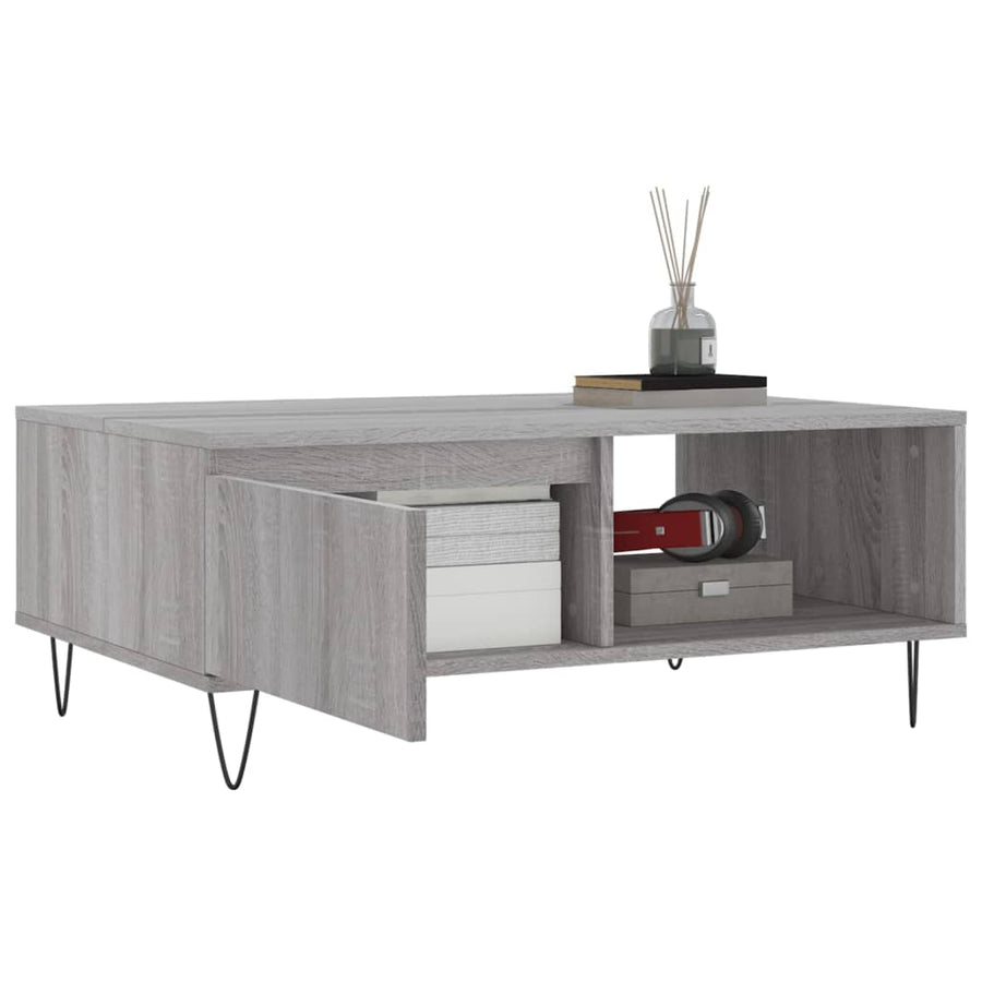 Salontafel 90X60X35 Cm Bewerkt Hout Eikenkleurig Grijs sonoma