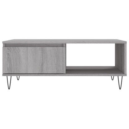 Salontafel 90X60X35 Cm Bewerkt Hout Eikenkleurig Grijs sonoma