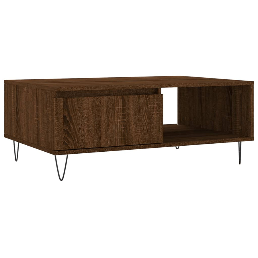 Salontafel 90X60X35 Cm Bewerkt Hout Bruin Eikenkleur Bruineiken