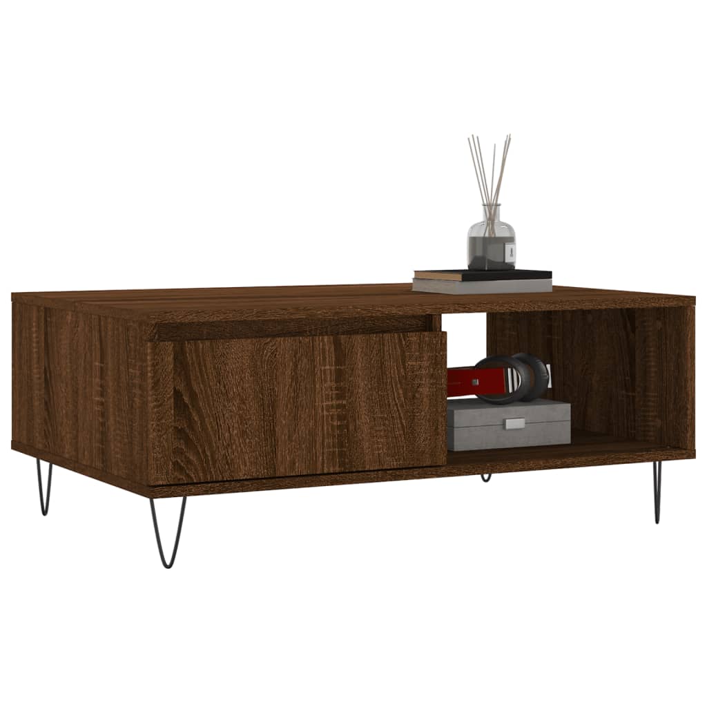 Salontafel 90X60X35 Cm Bewerkt Hout Bruin Eikenkleur Bruineiken