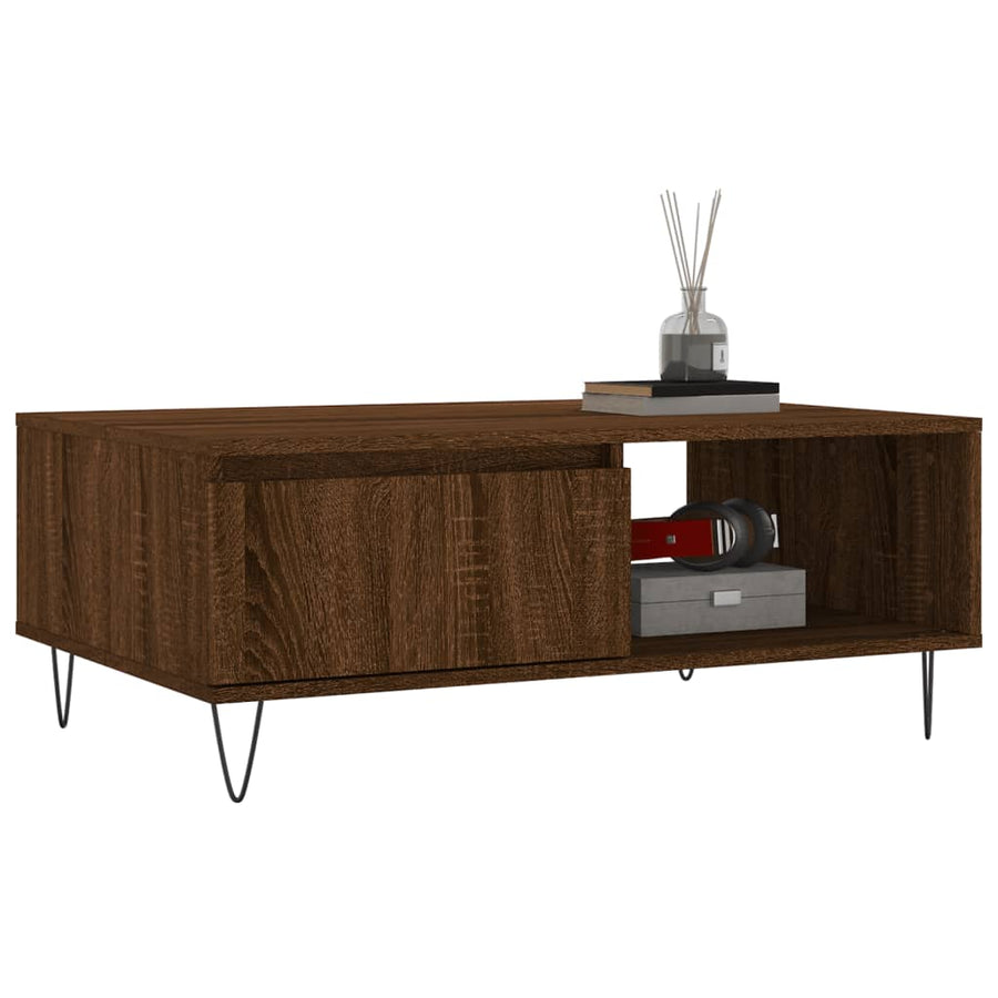 Salontafel 90X60X35 Cm Bewerkt Hout Bruin Eikenkleur Bruineiken
