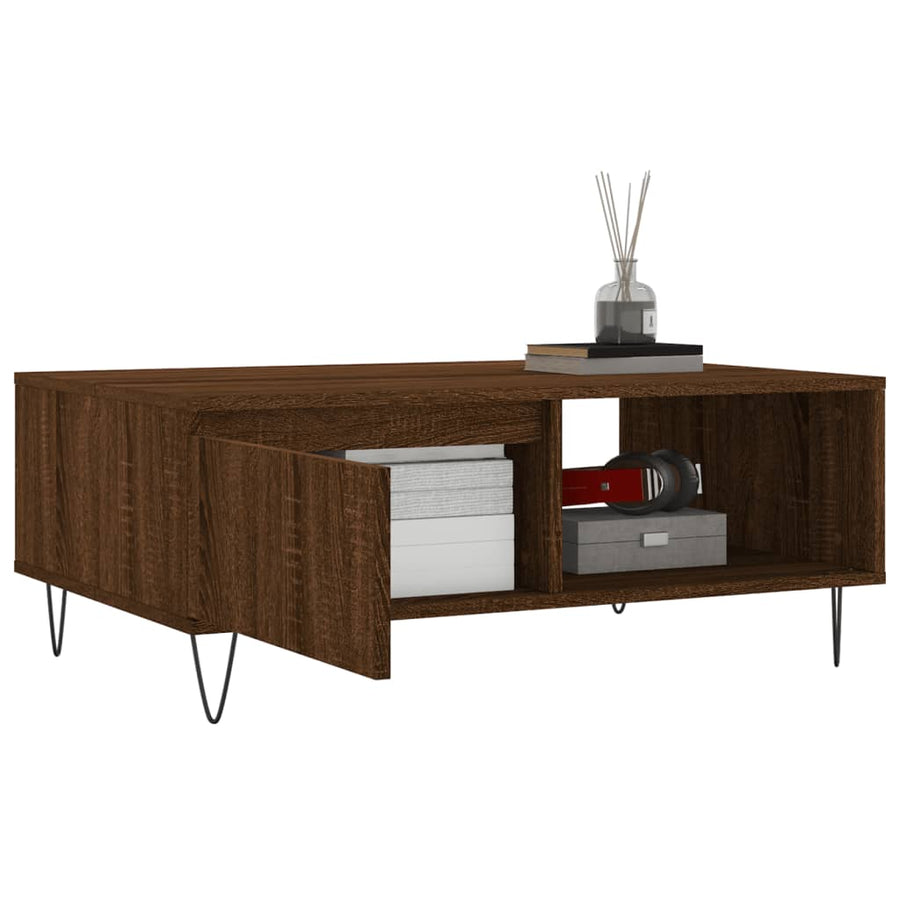 Salontafel 90X60X35 Cm Bewerkt Hout Bruin Eikenkleur Bruineiken