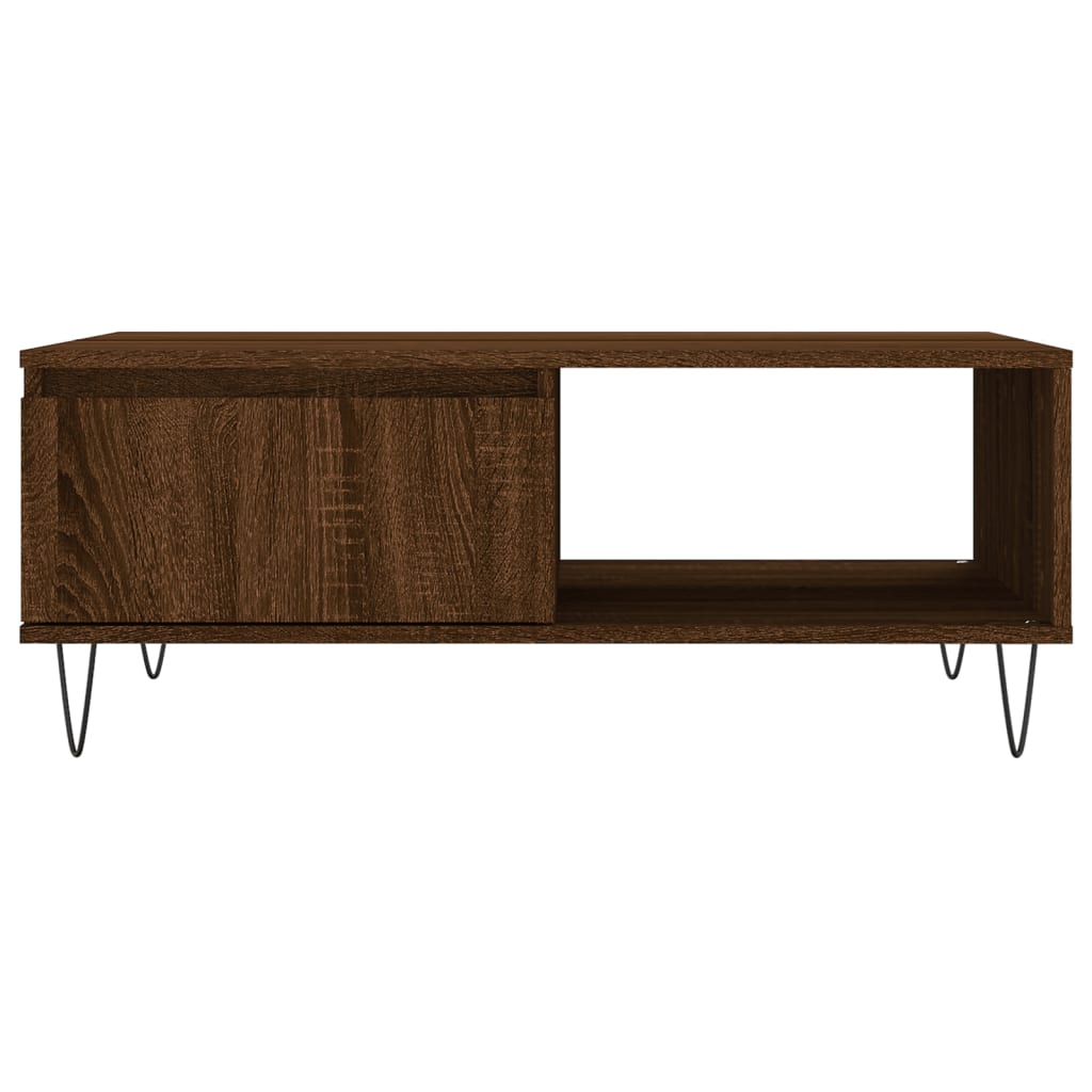 Salontafel 90X60X35 Cm Bewerkt Hout Bruin Eikenkleur Bruineiken