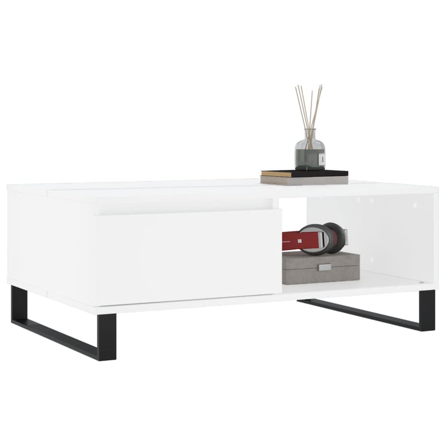 Salontafel 90X60X35 Cm Bewerkt Hout Wit
