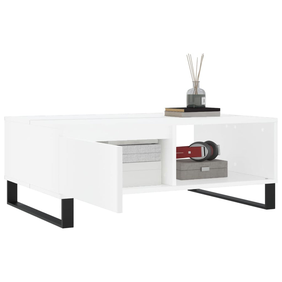 Salontafel 90X60X35 Cm Bewerkt Hout Wit