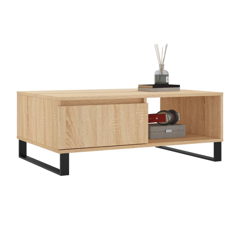 Salontafel 90X60X35 Cm Bewerkt Hout Kleurig Sonoma eiken