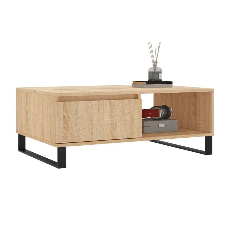 Salontafel 90X60X35 Cm Bewerkt Hout Kleurig Sonoma eiken