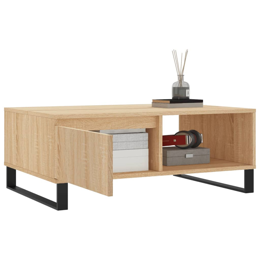 Salontafel 90X60X35 Cm Bewerkt Hout Kleurig Sonoma eiken