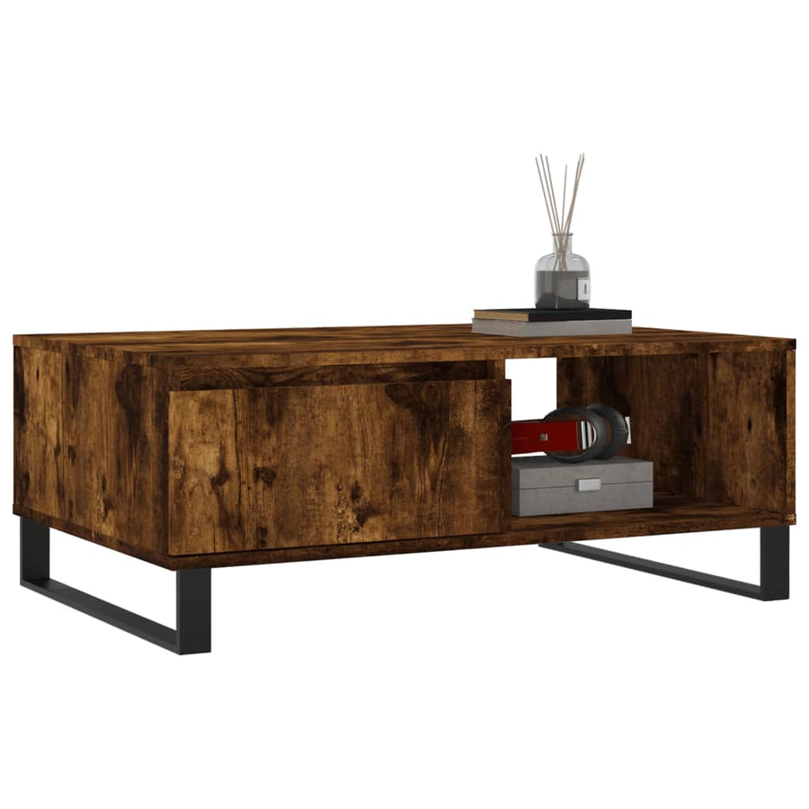 Salontafel 90X60X35 Cm Bewerkt Hout Kleurig Gerookt eiken