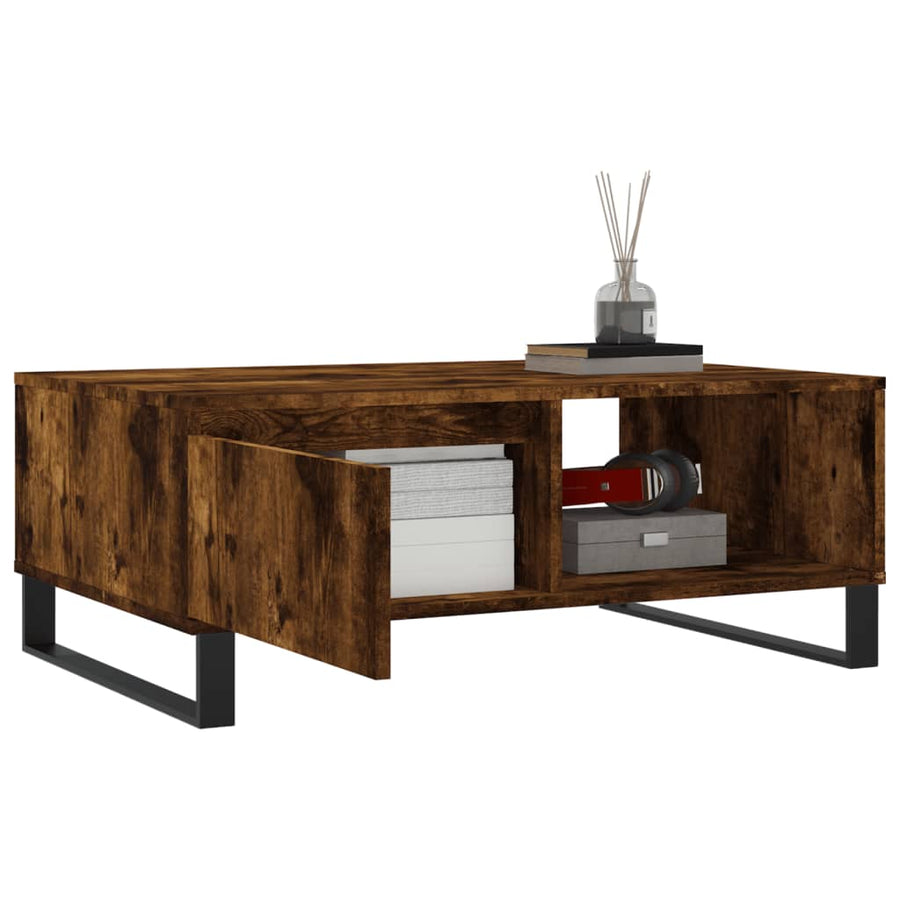 Salontafel 90X60X35 Cm Bewerkt Hout Kleurig Gerookt eiken