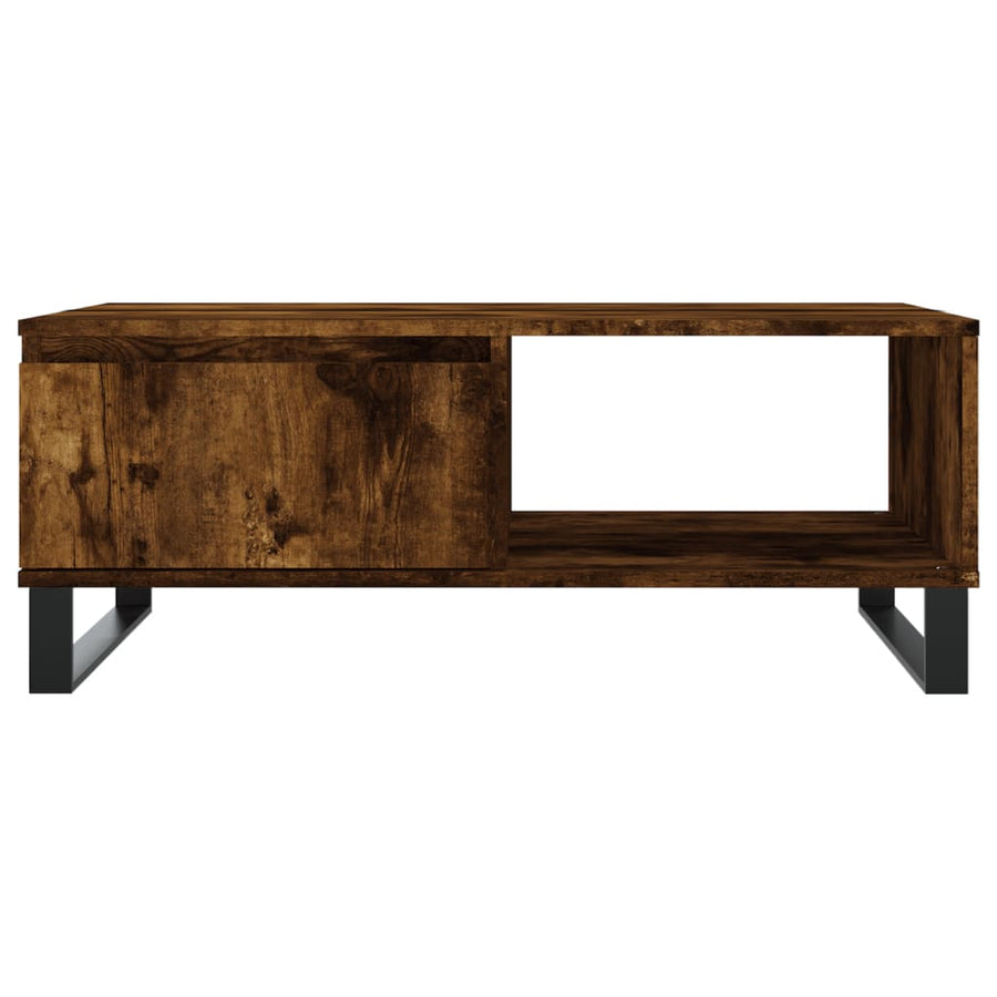 Salontafel 90X60X35 Cm Bewerkt Hout Kleurig Gerookt eiken