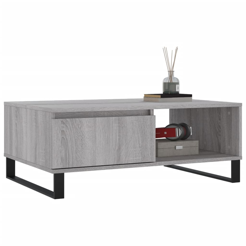 Salontafel 90X60X35 Cm Bewerkt Hout Eikenkleurig Grijs sonoma