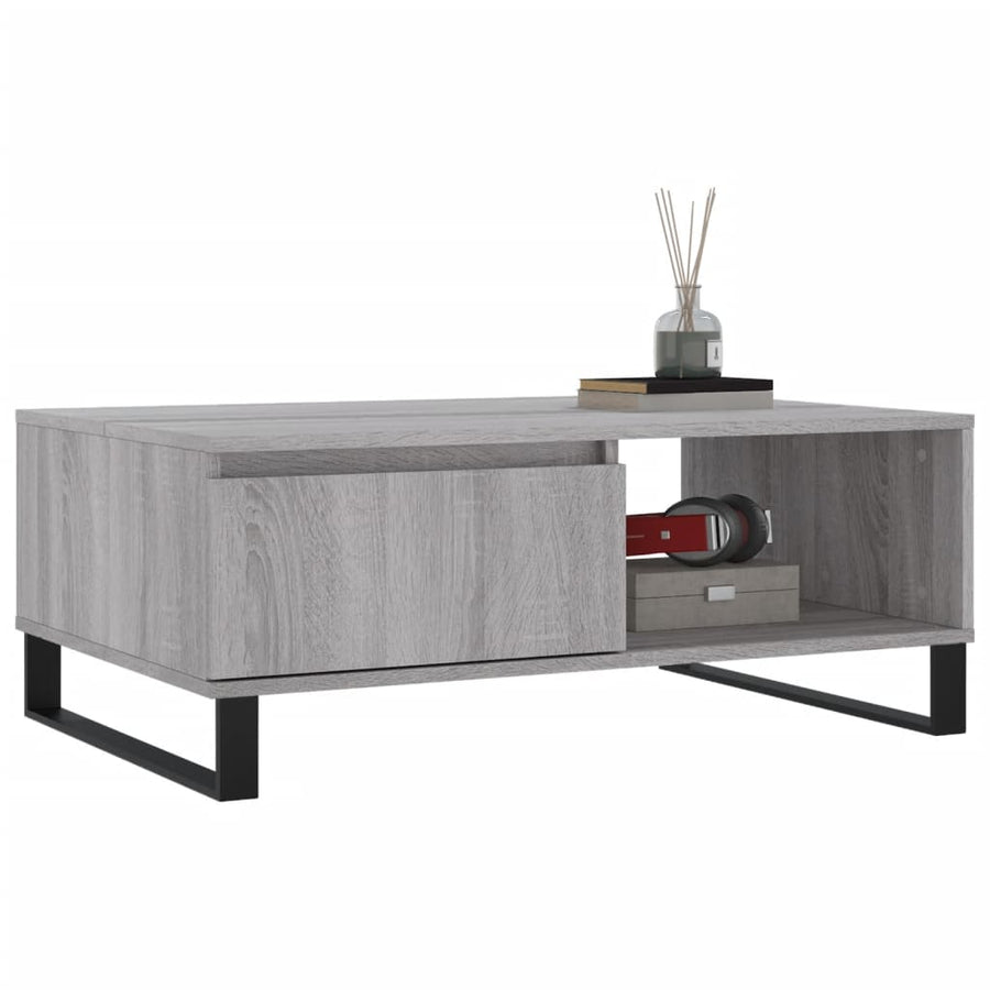Salontafel 90X60X35 Cm Bewerkt Hout Eikenkleurig Grijs sonoma