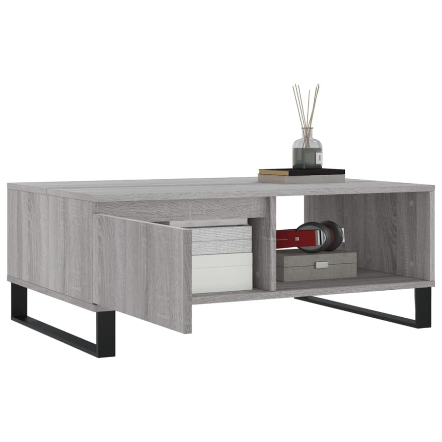 Salontafel 90X60X35 Cm Bewerkt Hout Eikenkleurig Grijs sonoma