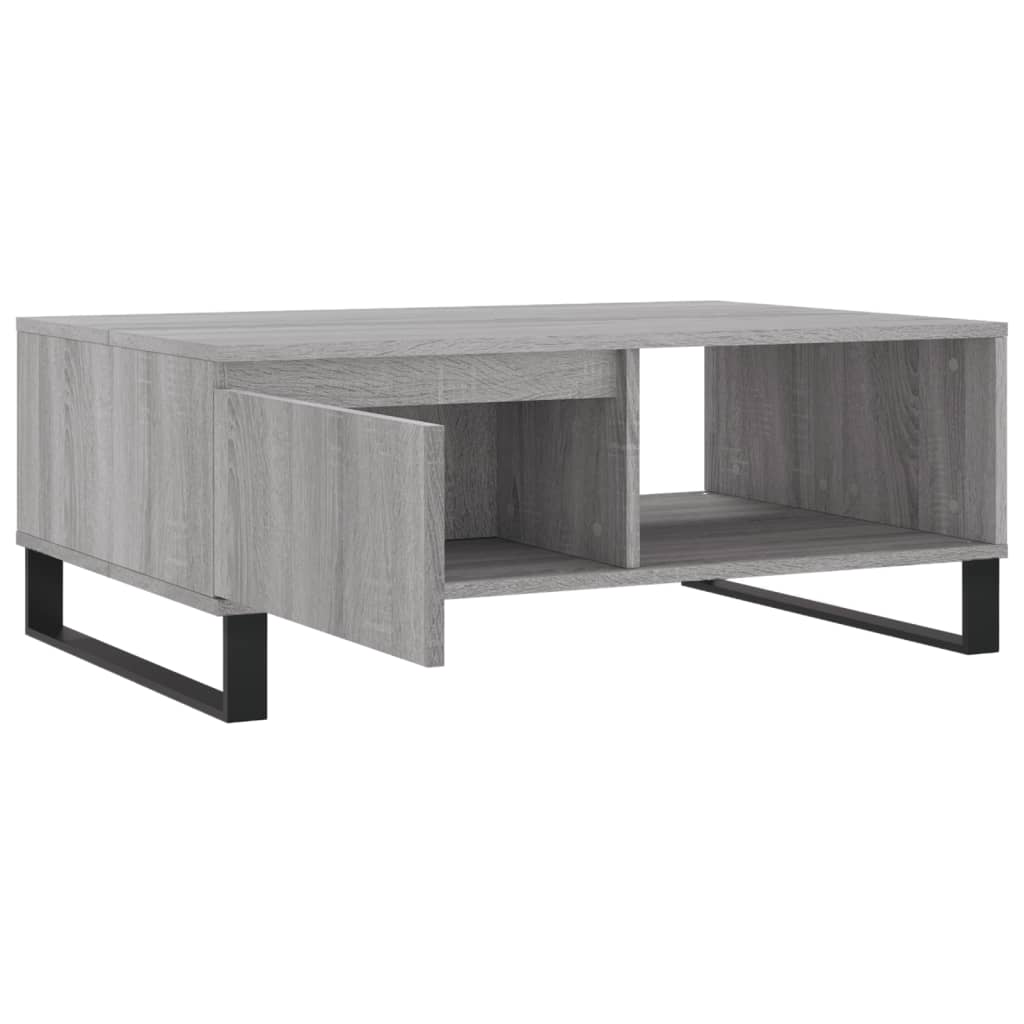 Salontafel 90X60X35 Cm Bewerkt Hout Eikenkleurig Grijs sonoma