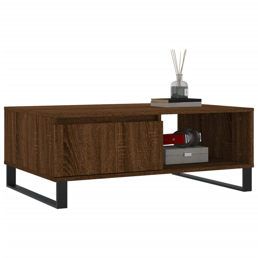 Salontafel 90X60X35 Cm Bewerkt Hout Bruin Eikenkleur Bruineiken