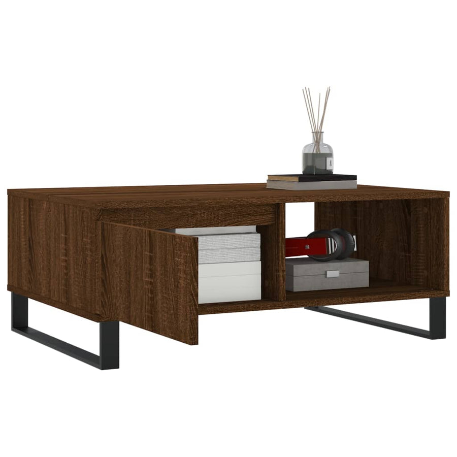 Salontafel 90X60X35 Cm Bewerkt Hout Bruin Eikenkleur Bruineiken