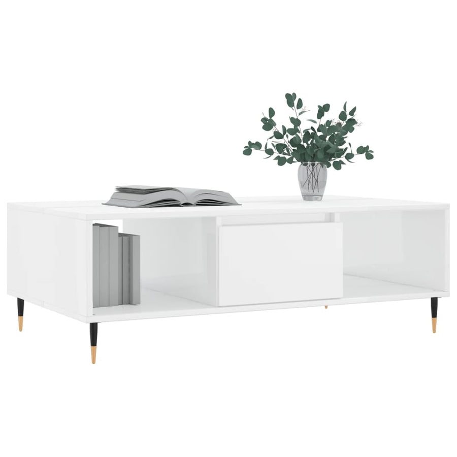 Salontafel 04X60X35 Cm Bewerkt Hout Hoogglans wit