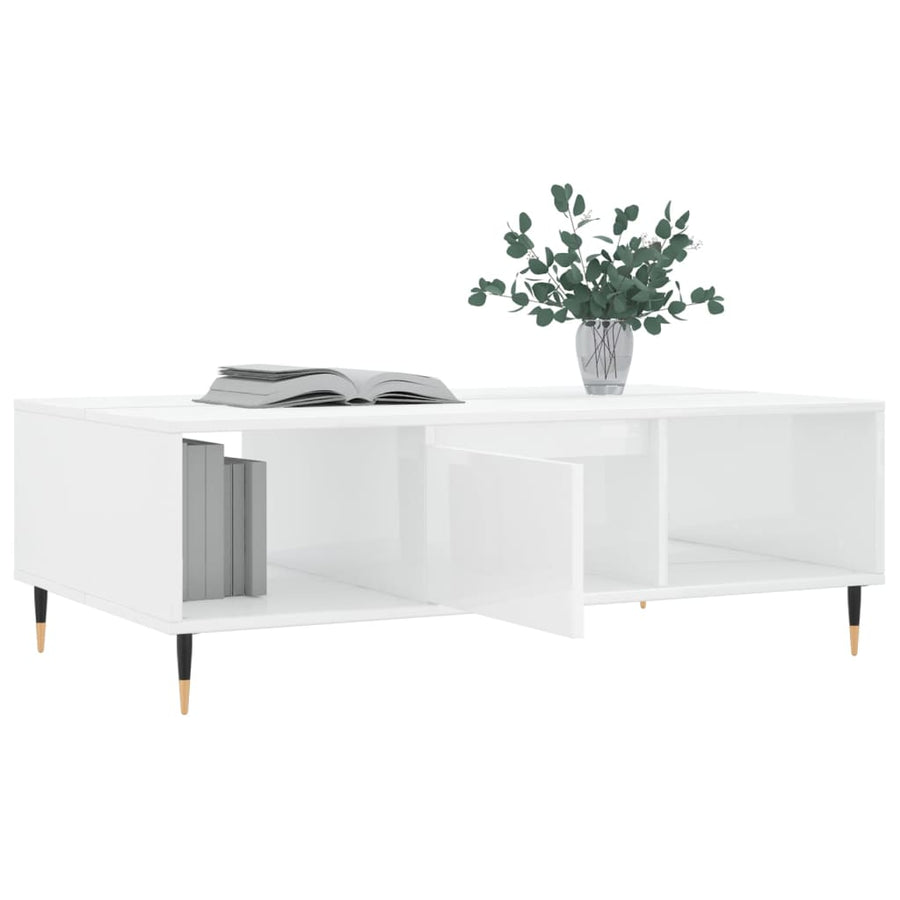 Salontafel 04X60X35 Cm Bewerkt Hout Hoogglans wit