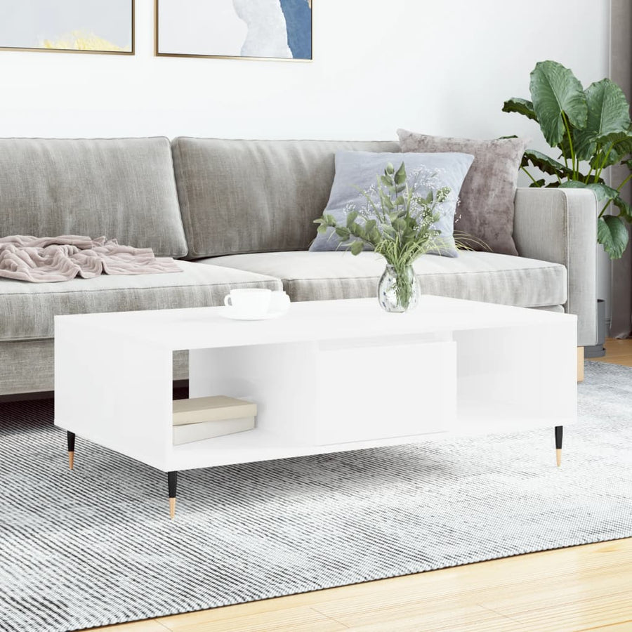 Salontafel 04X60X35 Cm Bewerkt Hout Hoogglans wit