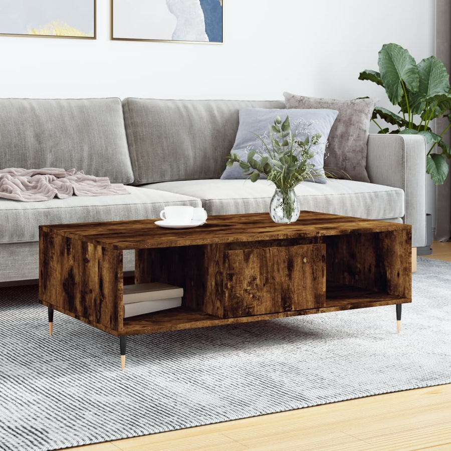 Salontafel 04X60X35 Cm Bewerkt Hout Kleurig Gerookt eiken