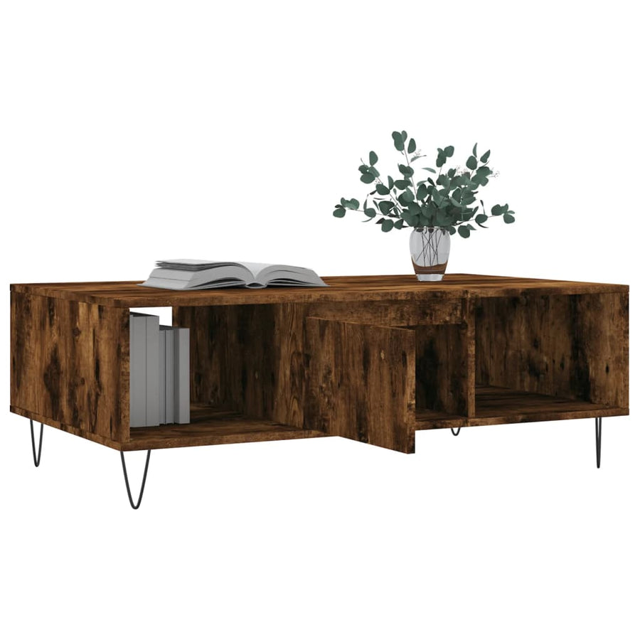 Salontafel 04X60X35 Cm Bewerkt Hout Kleurig Gerookt eiken